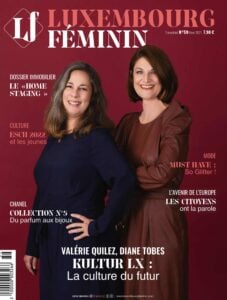 Luxembourg Féminin magazine cover, Winter 2021 issue, portrait of Valérie Quilez and Diane Tobes photographed by Massen Photography